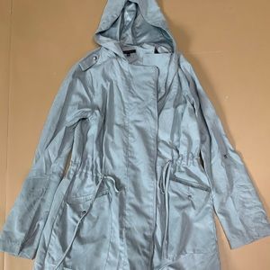 Teal coat with hood and pockets